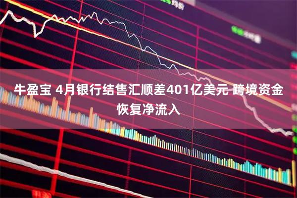 牛盈宝 4月银行结售汇顺差401亿美元 跨境资金恢复净流入